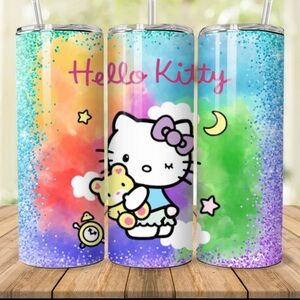 Hello Kitty tie dye glitter 20 oz skinny Tumbler